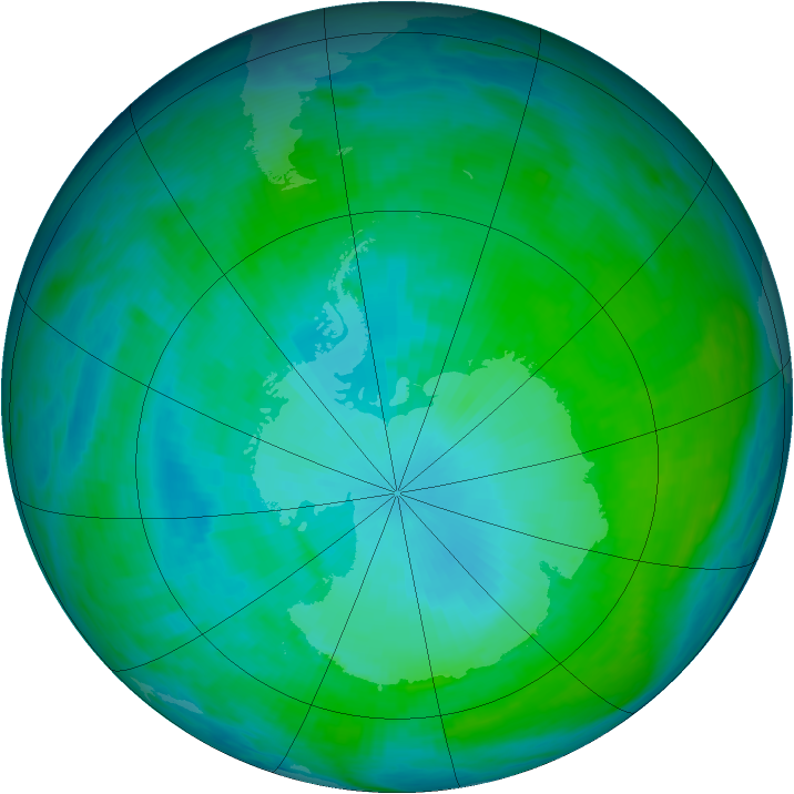 Antarctic ozone map for 24 January 1993